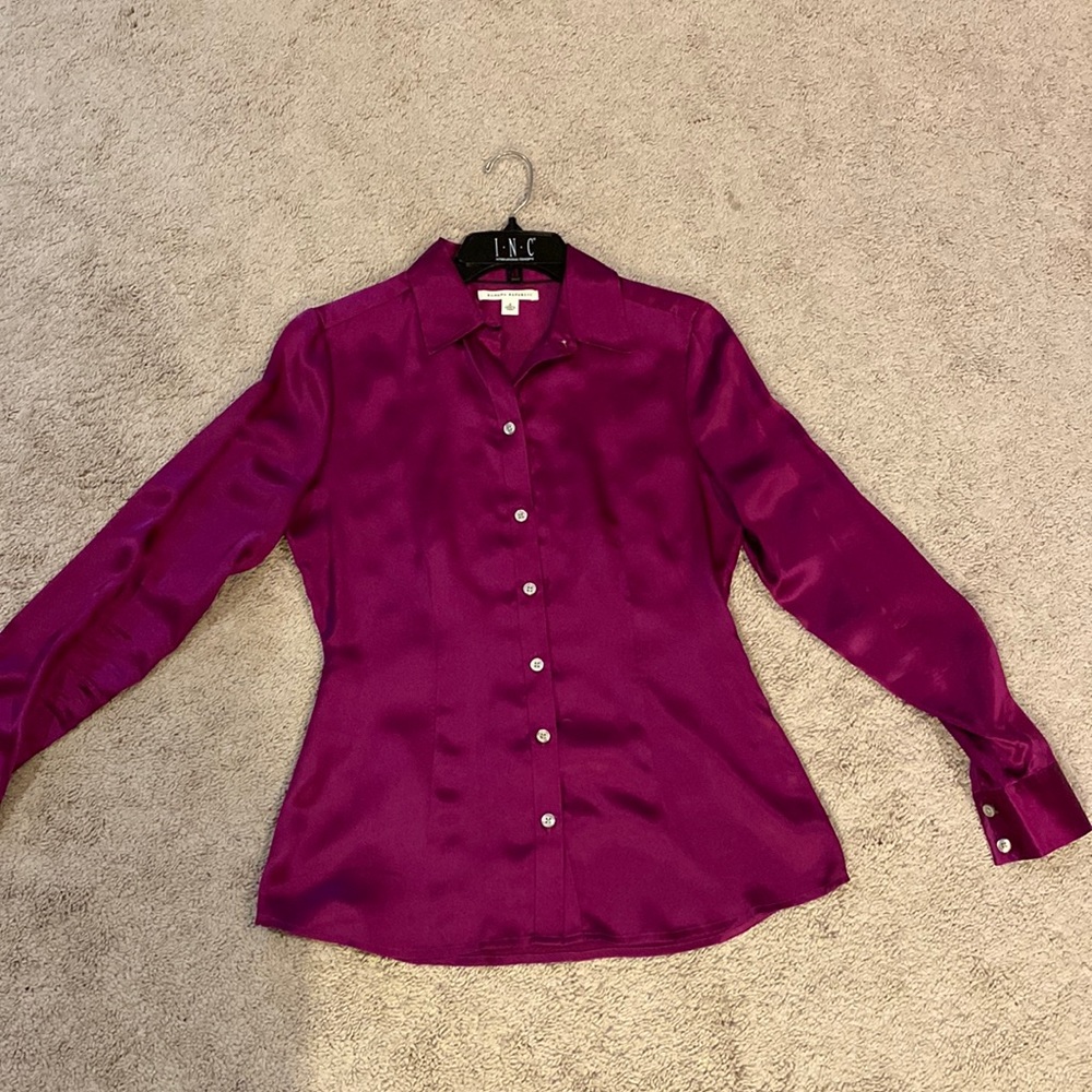 Banana Republic magenta silk blouse